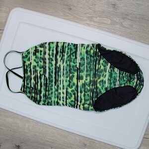 8191625 Speedo PowerFlex Got You Cross Back One piece Swimsuit Size 30